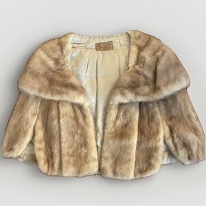 Vintage H Baron & Son Fur Jacket Womens Approx Medium Beige Short Coat 50s